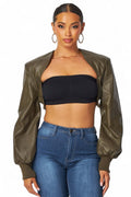 Tara Vegan Leather Cropped Bolero Jacket by The House of Stylez