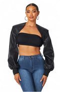 Tara Vegan Leather Cropped Bolero Jacket by The House of Stylez