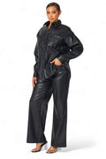 Emery Vegan Leather Button Down Shirt & Pants Two Piece Set by The House of Stylez