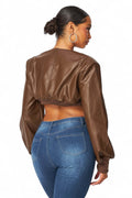 Tara Vegan Leather Cropped Bolero Jacket by The House of Stylez
