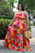 Miss Miami Plus Size Multi Color Dress by Fasheabe