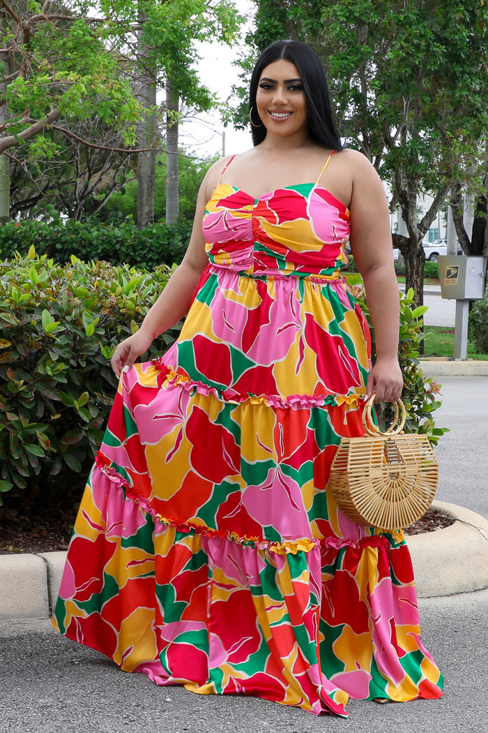 Miss Miami Plus Size Multi Color Dress by Fasheabe