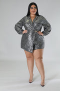 Gracie Babe - Semi stretch Sequin Romper - Plus Size by Fasheabe