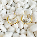 Uptown Two Tone Hoop Earrings