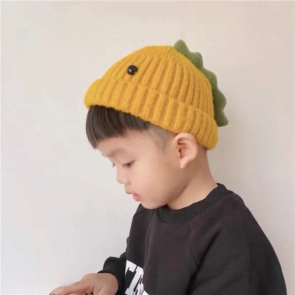 Dinosaur Spike Toddler Beanie | Hand-Knitted Cotton & Wool Winter Hat by ozznekshoes