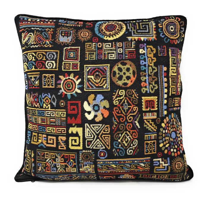 DaDa Bedding Ethnic Ornaments Geometric Black Tapestry Throw Pillow Covers 16" (18118) by DaDalogy Bedding Collection