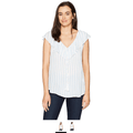 Allison Brittney Womens Striped Ruffle and Tassels Sleeveless Top, Size Small by Vanessa Jane