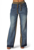 April Straight Leg Denim Jean Sweatpants by The House of Stylez