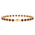 4.72 Ct Round Red Garnet Prong Yellow Gold Plated Silver Classic Inline Lobster Clasp Tennis Bracelet by Fine Color Jewels
