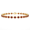 4.72 Ct Round Red Garnet Prong Yellow Gold Plated Silver Classic Inline Lobster Clasp Tennis Bracelet