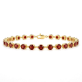 4.72 Ct Round Red Garnet Prong Yellow Gold Plated Silver Classic Inline Lobster Clasp Tennis Bracelet by Fine Color Jewels
