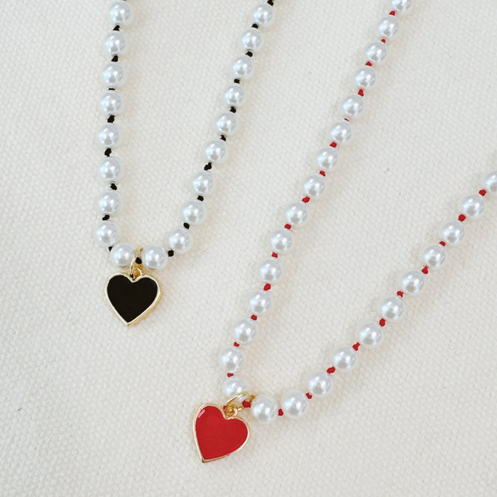 Silky Thread Heart Charm Necklace