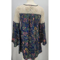 Entro Bell Sleeve Sheer Boho Peasant Crochet Dress, navy, size small by Vanessa Jane