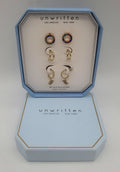 Unwritten 14K Gold Flash Plated 3-Pieces Cubic Zirconia Dainty Earring Set by Vanessa Jane