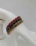 Inc Gold-Tone Set Green, Red, And Rhinestone Stretch Bracelets by Vanessa Jane