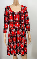 Planet Gold Trendy Plus Size Holiday-Print a- Line Dress, Size 1X by Vanessa Jane