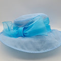 Josette Striped Organza Down Brim Hat - Teal by Vanessa Jane