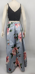 Speechless Juniors Floral Satin Skirt with Black Solid Cropped Top , Size 9 by Vanessa Jane