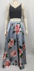 Speechless Juniors Floral Satin Skirt with Black Solid Cropped Top , Size 9 by Vanessa Jane