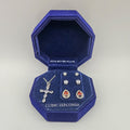 Cubic Zirconia Cross Pendant Necklace and 3-PC. Stud Earrings Set by Vanessa Jane