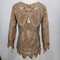Oddy Boutique Taupe Crochet Long Sleeve Top, Size S/M by Vanessa Jane