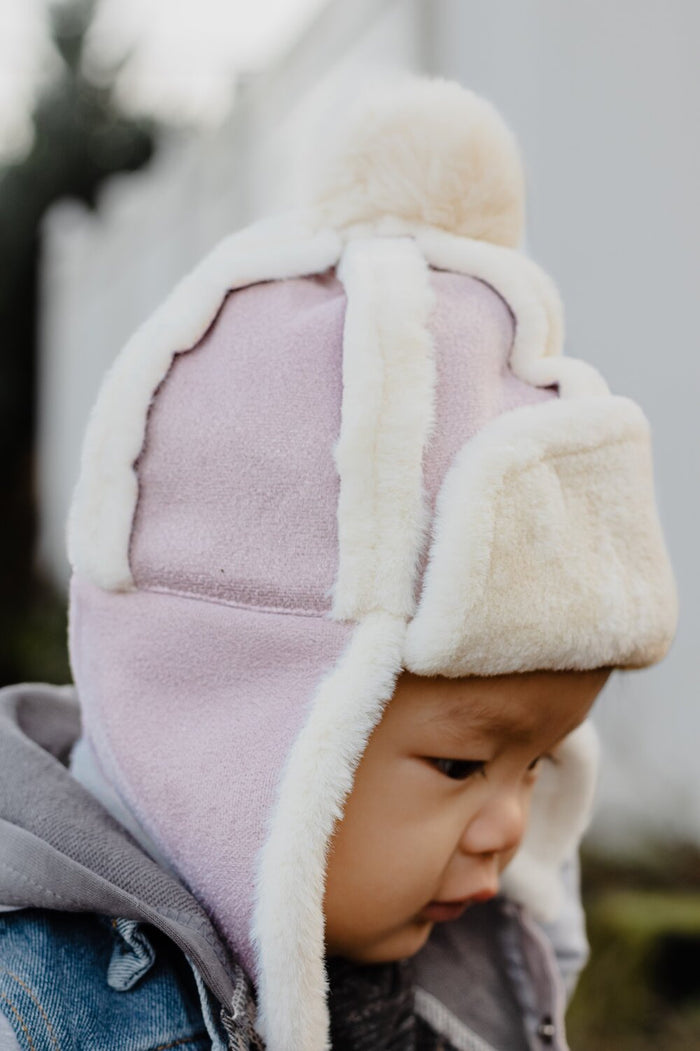Kids Sherpa Aviator Winter Hat with Ear Flaps | Warm Fleece Pullover by ozznekshoes
