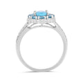 0.72CT Oval Natural Paraiba Apatite Prong Sterling Silver Cluster Halo Ring by Fine Color Jewels