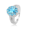 0.72CT Oval Natural Paraiba Apatite Prong Sterling Silver Cluster Halo Ring by Fine Color Jewels