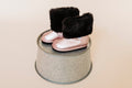 Rose Gold Faux-Fur Barefoot Boot Topper | Ozznek Removable Sole Shoes by ozznekshoes