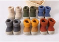 Toddler Sock Shoes with Rubber Soles | Fleece Winter Barefoot Shoes by ozznekshoes