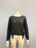 No Comment Pull Over Sweater, Black, Size Large by Vanessa Jane