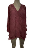 Style & Co Lace-Yoke Handkerchief-Hem Top, Large by Vanessa Jane