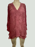 Style & Co Lace-Yoke Handkerchief-Hem Top, Large by Vanessa Jane