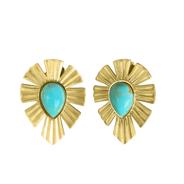 Gold & Bold Stud Earrings - Turquoise by Christina Greene