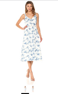 JOA Women's Flower Print Maxi Dress W/Ribbon Trap Detail, Size Large by Vanessa Jane