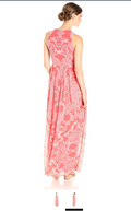 Vince Camuto Women's Printed Chiffon Maxi, Coral/Ivory, Size 6 by Vanessa Jane