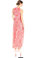 Vince Camuto Women's Printed Chiffon Maxi, Coral/Ivory, Size 6 by Vanessa Jane