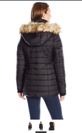 Noize Women's Ivy Large Faux Fur Collar Coat with Hood and Storm Cuffs, Black, M by Vanessa Jane