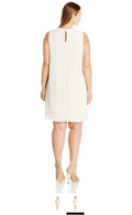 S.L. Fashions Women's Plus Size Chiff Bead Neck Split Front Shift, ivory, 16W by Vanessa Jane