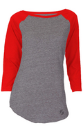 Soffe Womens Juniors Tri-Blend 3/4 Sleeve Baseball Tee,Size Large by Vanessa Jane
