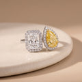 3Cttw Lab Grown Diamond (F/VVS) Toi et Moi Fashiion Halo Engagement Ring 14K Gold by Fine Color Jewels
