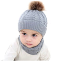 Organic Cotton Kids Beanie & Scarf Set | Chunky Knit Pom Pom Winter Set by ozznekshoes