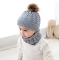 Organic Cotton Kids Beanie & Scarf Set | Chunky Knit Pom Pom Winter Set by ozznekshoes