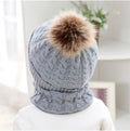 Organic Cotton Kids Beanie & Scarf Set | Chunky Knit Pom Pom Winter Set by ozznekshoes