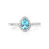 0.7 Ct Pear Blue Natural Paraiba Apatite Prong Rhodium Over Silver Teardrop Halo Ring