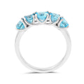 Round Natural Blue Paraiba Apatite Prong Rhodium Plated Silver Five Stone Ring by Fine Color Jewels