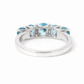 Round Natural Blue Paraiba Apatite Prong Rhodium Plated Silver Five Stone Ring by Fine Color Jewels