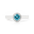 0.55 Ct Round Blue Natural Paraiba Apatite Prong Sterling Silver Halo Ring by Fine Color Jewels