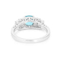 1.05 Ct Cushion Blue Natural Paraiba Apatite Prong Rhodium Plated Sterling Silver Baguette Accents Five Stone Ring by Fine Color Jewels