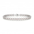 8.12 Ct Round Pink Rose Quartz Bezel Sterling Silver Inline Lobster Clasp Tennis Bracelet by Fine Color Jewels